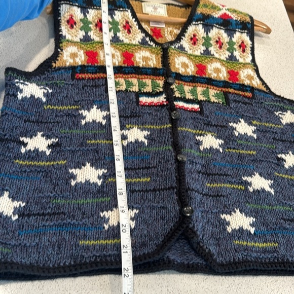 1998 Susan Bristol Vintage 90s Hand Embroidered Western Knit Sweater Vest Medium - Picture 3 of 9